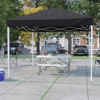 Flash Furniture JJ-GZ1010-BK-GG Harris 10'x10' Black Outdoor Pop Up Event Slanted Leg Canopy Tent with Carry Bag